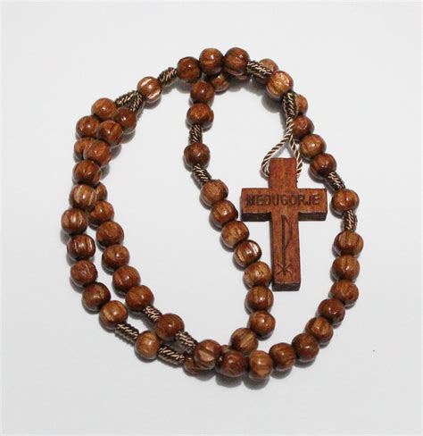 Small 12.2 Inches Rosary Made of Wood Beads and Wood Cross on Cord ...