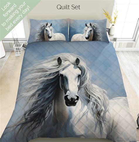 Spanish Andalusian White Horse Bedding Set, Duvet Set, Comforter Set or ...