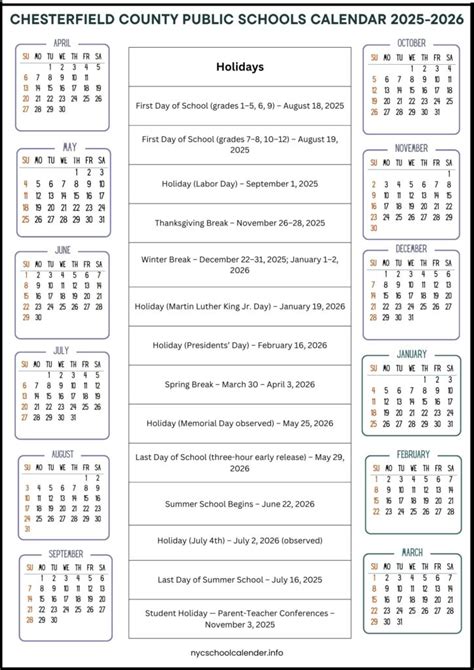 Chesterfield County Public Schools Calendar 2025-2026