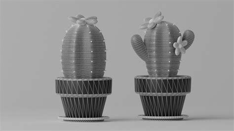 Cartoon Cactus and Pot 3D model | CGTrader