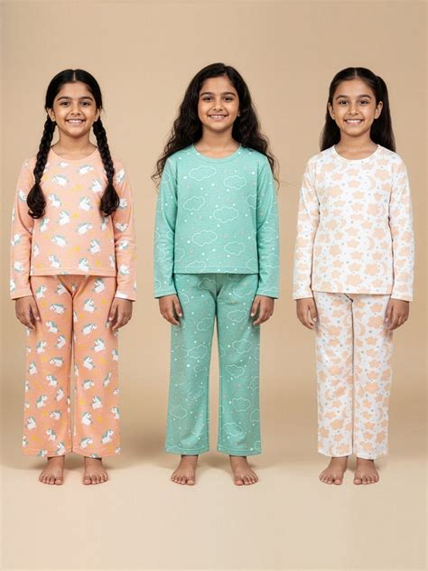 Kids Pajama Set Combo of 3 - Dreamy Unicorn, Sweet Dreams & On Cloud ...
