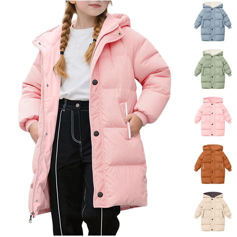 Ashirexll Girls Winter Coat Girls Puffer Jackets 2-11 Years Solid Color ...