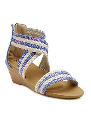 Buy Flat n Heels Blue Wedges at Amazon.in