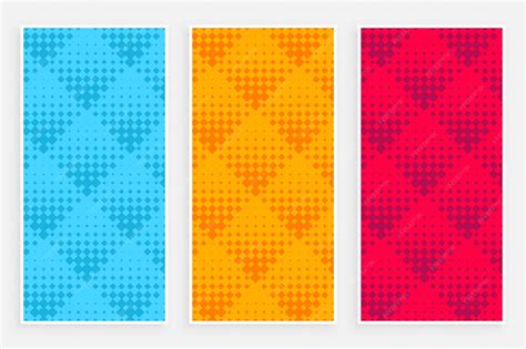 Abstract halftone pattern banners in different colors | Free Vector