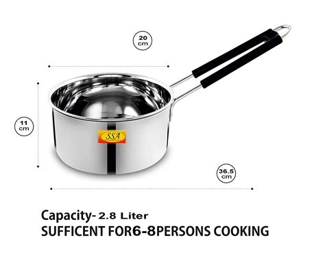 Shiv Shakti Arts® Stainless Steel Heavy 18 Gauge Sauce Pan, Milk Pan ...