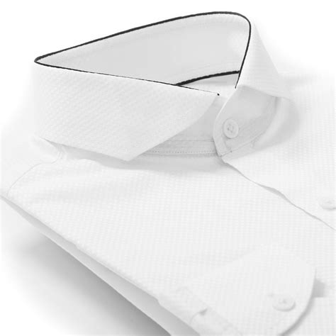 Black edge detailing on modern spread collar dress shirt. | Camicia ...