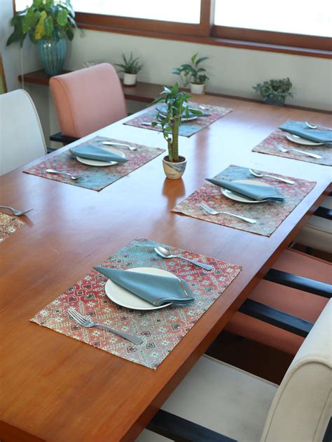 Printed Placemat/Tablemats and Napkins Set Polycanvas - Multi Colour S ...