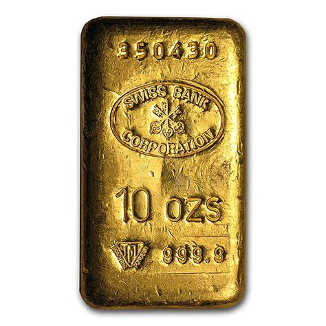 Buy 10 oz Swiss Bank Corporation Gold Bullion Bar