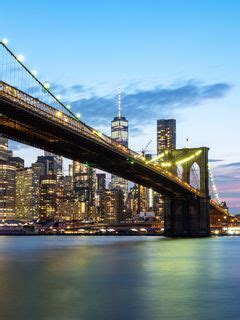 Download wallpaper 240x320 bridge, lights, skyscrapers, city, twilight ...