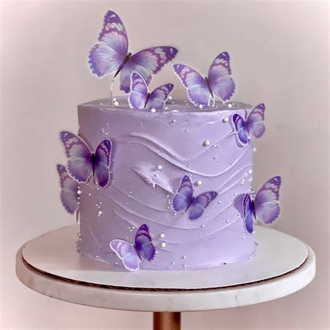 Georld edible wafer paper butterflies set of 48 purple cake decorations ...