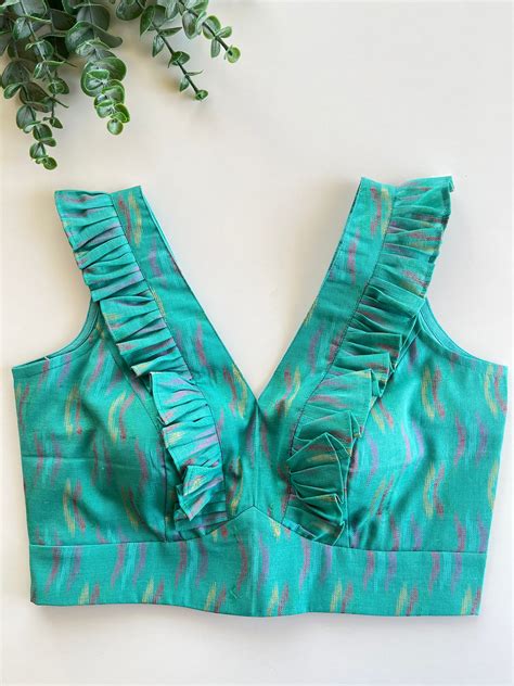 Mint Blue Frill Blouse – Blouses by Barakah