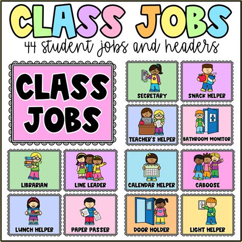 Classroom Jobs - 44 Student Jobs - Colorful Pastels Classroom Community ...