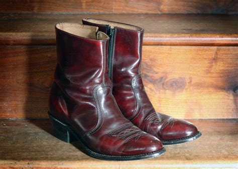 Burgundy Cowboy Boots, Ankle Length Short, Mens Size 9, American Made by UFCW – Haute Juice