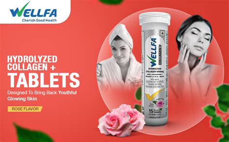 Wellfa Marine Collagen Effervescent Tablets | Rose Flavour | Supports ...