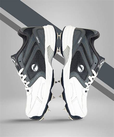 FEROC White Grey T20 Light Weight Spikes Cricket Shoes For Men - Buy ...