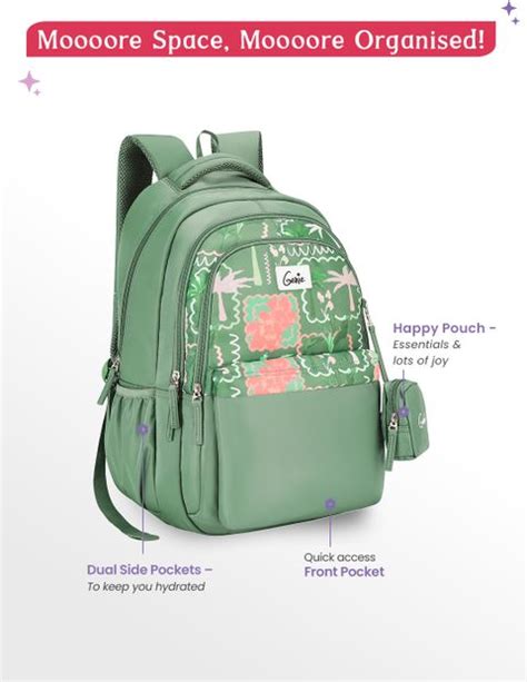 Genie Mirana School Backpack For Girls |19 Inch - Sage 36 L Backpack ...