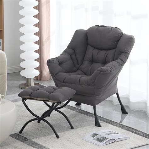 Amazon.com: MBOOYOME Lazy Chair with Ottoman, Modern Soft Reading Chair ...