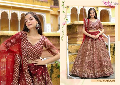 ZEEL VOL 29 BY ZEEL CLOTHING HEAVY WORK DESIGNER SEMI STITCH LEHENGA ...
