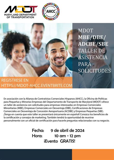 MDOT MBE/DBE/ADCBE/SBE Taller de Asistencia para Solicitudes, April 9 ...