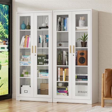 Buy Storage Cabinet with Doors and Shelves, Display Cabinet with Glass ...