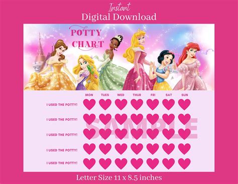 Princess Potty Chart Princess Toilet Training Chart - Worksheets Library