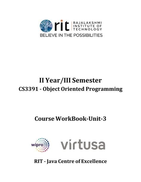 Unit3 OOPS - II Year/III Semester CS3391 - Object Oriented Programming ...