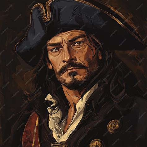 A stylized portrait of the infamous pirate Charles Vane in his prime ...
