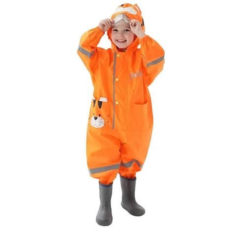 Bright Orange Roaring Tiger Theme All Over Jumpsuit / Playsuit Raincoat ...