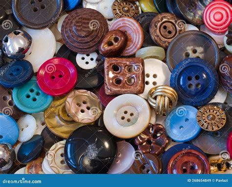 Collection of the Old Buttons, Close-up Stock Image - Image of fashion ...
