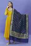 Buy Navy Brocade, Silk Zari, Fringe Banarasi Art Floral Woven Dupatta ...
