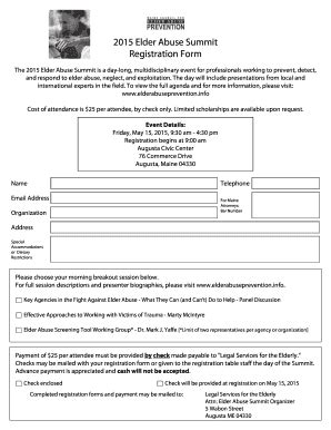 Fillable Online elderabuseprevention 2015 Elder Abuse Summit ...