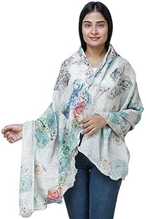 Buy Exotic India Hushed-Green Digitally Printed Shawl from Amritsar ...