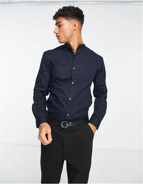 Blue Premium Cotton Stand Collar Shirt – Roar Fox