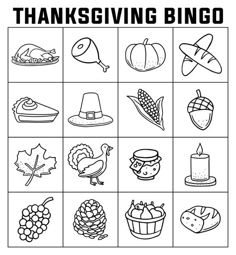 Thanksgiving Bingo Board Coloring Page | Thanksgiving games, Thanksgiving printables ...