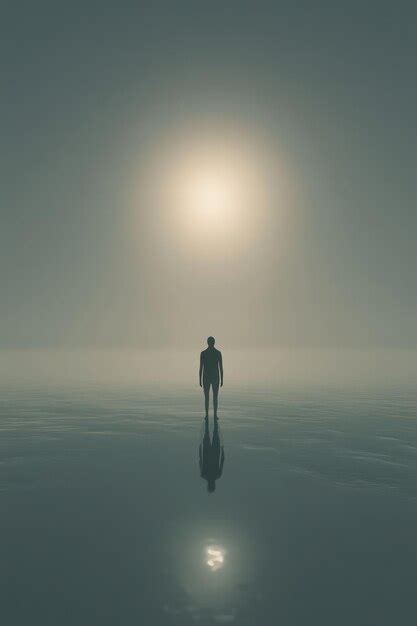 A man stands in the fog with his back to the camera | Premium AI ...