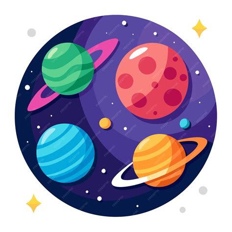 Planets in the Galaxy clip art and Vector Design With a White ...