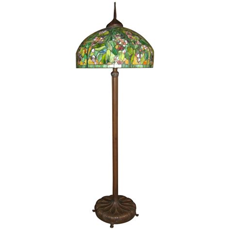 Tiffany Style Stained Glass and Bronze Floor Lamp at 1stDibs