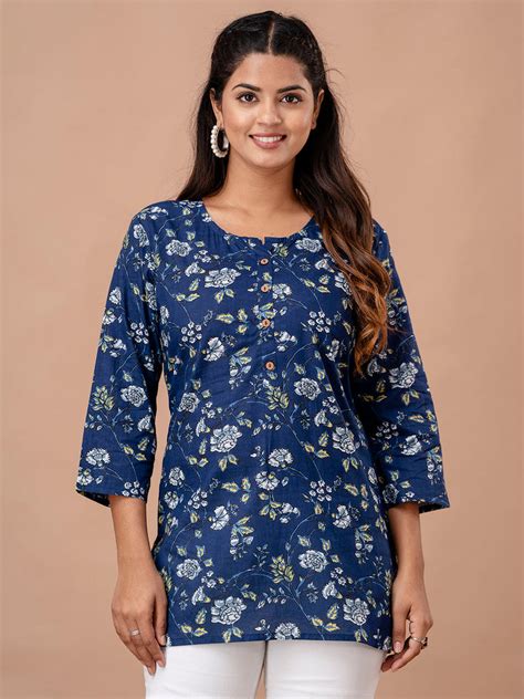 Floral Printed Pure Cotton Kurti – Feranoid