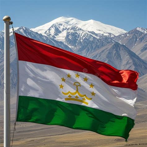 Flag of Tajikistan with Horizontal Stripes of Red, White, and Green ...