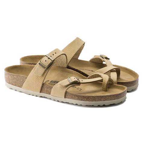 BIRKENSTOCK Mayari Nubuck Leather Sandal - Gray, Beige