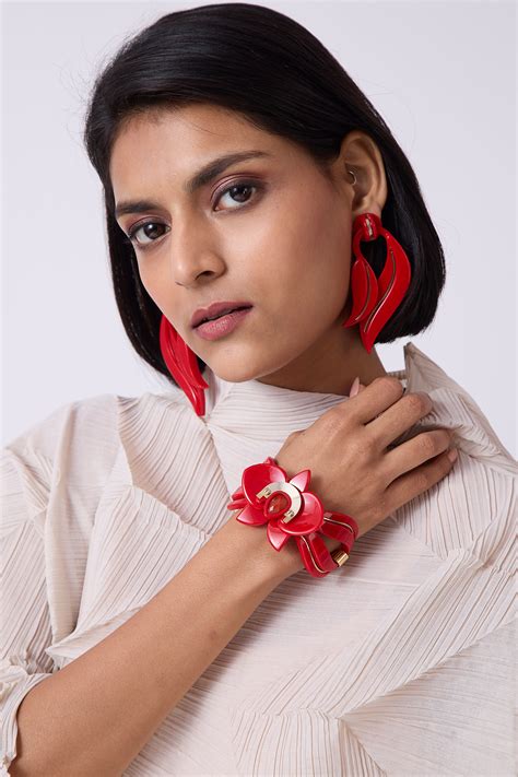 Buy Red and Gold Orchid Bracelet For Women - Scarlet Sage