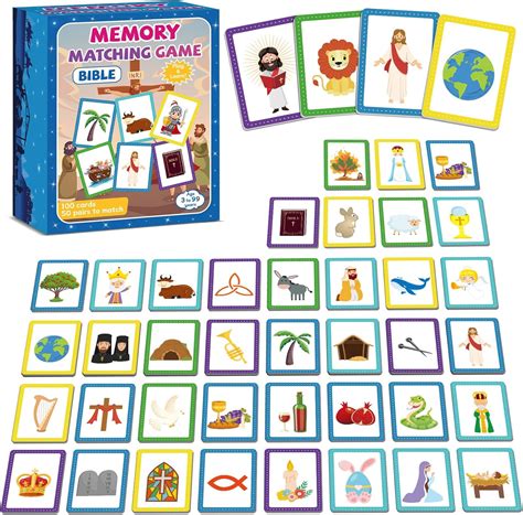 gisgfim 50 Pairs Memory Matching Game Bible Concentration Memory Card ...