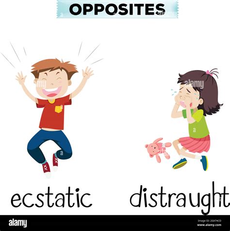 English opposite word of ecstatic and distraught Stock Vector Image ...