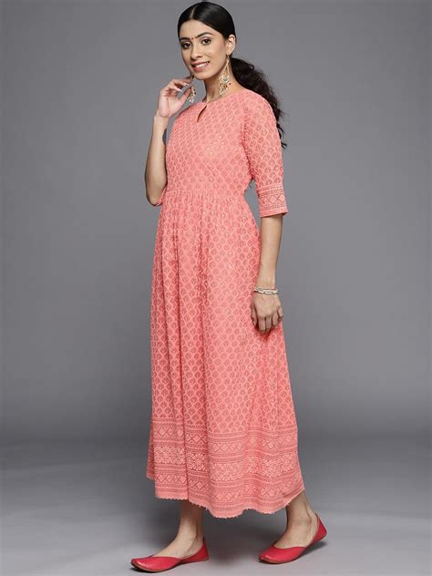 Buy Peach Embroidered Georgette Dress Online at $54.00 USD | ShopLibas