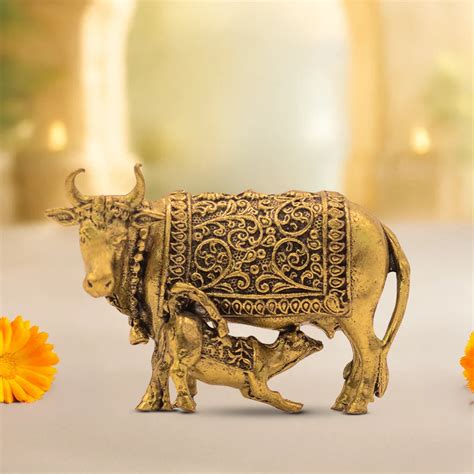 Brass Kamdhenu Cow with Calf Murti – AstrosevaTalk