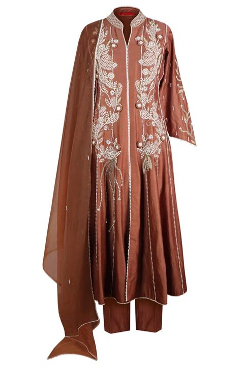 Kora Silk Anarkali With 3D Pearl Embroidery – Jasminum
