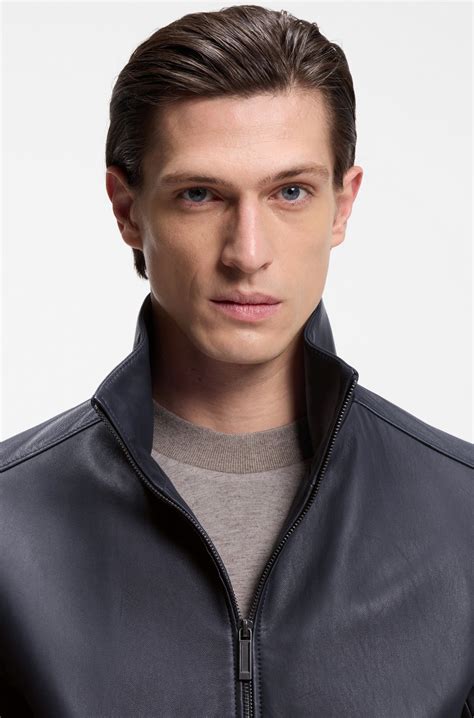 BOSS - BOSS x ASTON MARTIN jacket in leather - Dark Blue