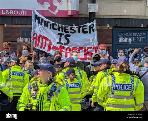Counter-protestors at the Manchester Britain First protest march on ...