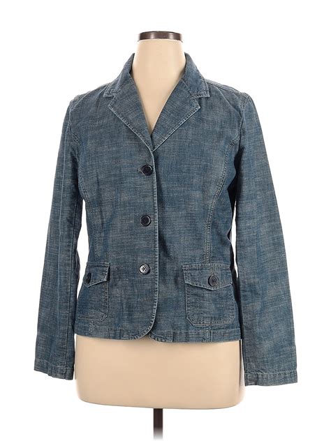 Talbots 100% Cotton Marled Blue Denim Jacket Size 16 - 67% off | ThredUp