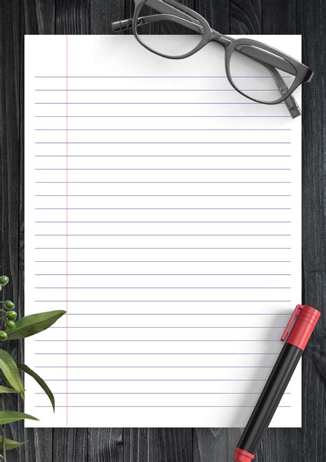 Wide Ruled Notebook Paper Template